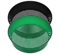 Veesper 2Pcs Soil Sifter Round Compost Sieve Pan for Gardening, Gravel, Soil, Dirt and Sand Separation, Black & Green Garden Sifting Tool for Outdoor Yard