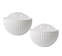 Veesper 2PCS Wall Planter, Wall Hanging Planter Half Round Fence Planters with Drainage and Hooks Wall Mounted Planters for Balcony Garden Railing Indoor Outdoor White