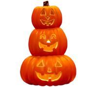 Veesper 3-Tier Waterproof Warm LED Pumpkin Light, Glowing Halloween Pumpkin Decoration for Indoor Outdoor, Fall Harvest Decor, Spooky Night Light