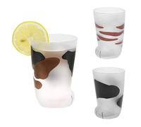 Veesper 3PCS Cat Paw Cup 300Ml Heat Resistant Cute Cat Paw Glass Mug Matte Breakfast Milk Cup Glass Cup for Birthday Gift