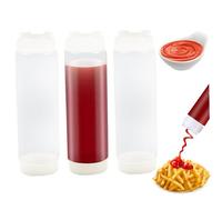 Veesper 3Pcs Sour Cream Squeeze Inverted Plastic Condiment Squeeze Bottles 16Oz Refillable Squeeze Bottle for Sauces Ketchup Syrup Dispenser for Restaurants Kitchen