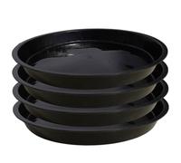 Veesper 4Pcs 16 Inch Round Plant Saucers Black Plastic Flower Pot Drip Trays for Indoor Outdoor Use, Garden Planter Base Tray for Water Drainage and Spill Prevention