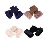 Veesper 4PCS Women Furry Boot Cuff Faux Fur Trim Boot Socks Crochet Top Cover Leg Warmers Style 2