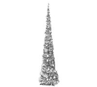 Veesper 5Ft Silver Up Tinsel Christmas Tree with Stand, Collapsible Artificial Pencil Xmas Tree Decor for Home, Apartment, Party