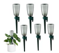 Veesper 6Pcs Automatic Plant Watering Devices with 6Pcs 500ml Bottles, Drip Irrigation System with Adjustable Slow Release Valve for Indoor & Outdoor Plants, Green