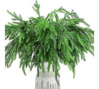 Veesper 6PCS Norfolk Pine Branches, 18 Inch Lifelike Real Touch Norfolk Pine Stems, PVC Artificial Pine Branches, DIY Pine Branches for Indoor Outdoor Home Decor