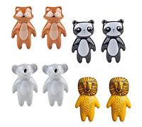 Veesper 8 Pcs Ceramic Knobs Cartoon Animal Cabinet Pull Handle Decorative Knobs with Screws for Cupboard