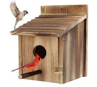 Veesper Bird Houses for Outside, Wooden Bluebird Houses for Outside, Bird Box with Standing Pole, Wall Mount Birdhouses for Outdoors, Garden, Yard Squirrel Houses for Outside Nesting