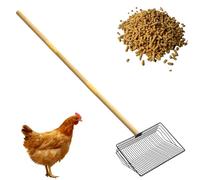 Veesper Chicken Poop Scooper Heavy-Duty Metal Shovel with Wooden Handle, Large Detachable Scoop for Cleaning Chicken Coop, Poultry House Waste Management Tool