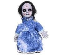 Veesper Creepy Halloween Doll, Glowing Eyes Haunted Doll Prop for Spooky Party Decor, Horror Animatronic Decoration, Haunted House Accessory