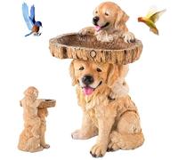 Veesper Dog-shaped Bird Bath Bowl, Resin Bowl Bird Bath for Outside, Free-Standing Ground Bird Feeder 8x4x3.2in Decorative Bird Supplies for Outside Garden Yard