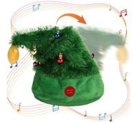 Veesper Electric Christmas Hat, Singing and Dancing Christmas Hat Musical Interactive Swinging Cute & Comfortable Santa Hats Adult for Christmas Carnival Party Costume Props, Christmas Tree Hat
