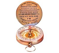 Veesper Enjoy the Ride Compass for Daughter from Dad Vintage Outdoor Adventure Ride Navigation Compass Personalised Antique Compass Gift for Daughter Birthday Graduation Dad To Daughter