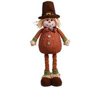 Veesper Fall Scarecrow Decorations with Stretchable Leg Standing Scarecrow with Clothes & Hat On Cute Christmas Decorations for Autumn, Thanksgiving, Harvest,Male