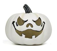 Veesper Halloween Pumpkin Lantern 9 Inch Realistic Light Up Pumpkin with Hollow-Out Plastic Pumpkins Faces, Scary Decorations for Indoor Outdoor Halloween Tabletop Decor