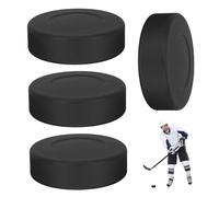 Veesper Hockey Pucks 4Pcs Dia 2.8in Thickness 0.8in Black Roller Ice Hockey Puck for Indoor Floor Game Outdoor Practice Sports Training Supplies