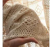 Veesper Lace Curtains, 39x71 Inch Retro Hollow Out Knitting Boho Curtains, Elegant Light Filtering Cotton Crochet Curtains for Patio Bedroom Living Room Window Decor