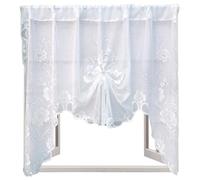 Veesper Lace Curtains Short, 59x39 White Semi-Sheer Floral Swag Curtains Panel Half Window & Bathroom Lace Curtains Short Decoration for Kitchen Window Curtains