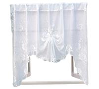 Veesper Lace Swag Curtains for Windows, 59x39 White Semi-Sheer Floral Lace Curtains Panel Half Window & Bathroom Lace Curtains Short Decoration for Kitchen Window Curtains