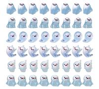 Veesper Mini Resin Figures 48PCS 8 Styles Glow in the Dark Ghost Figurines, Cute Mini Halloween Miniatures for Dollhouse, Party Decorations, Micro Landscape and Festival Accessories