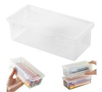 Veesper Pen Storage, 7.5x2.4x3.5 Inch Large Capacity Plastic Pencil Case, Clear Pencil Box with Snap-tight Lid, Stackable Stationery Organisers for School Office Art Supply