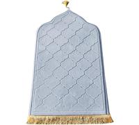 Veesper Personalised Prayer Mat, Soft Muslim Praying Mat, Traditional Turkish Islamic Muslim Prayer Rug Thick 25.6x43 Large Size Flannel Praying Mat for Daily Salah Prayer Meditation, Light Grey
