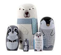Veesper Russian Dolls, 5PCS Wooden Stacking Nesting Dolls, 5-Tier Cute Educational Traditional Russian Dolls for Home Decor Russian Dolls Five Tier Christmas Nesting Dolls for Kids Adults, White Bear