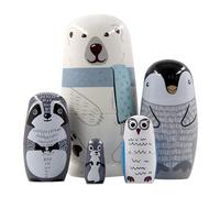 Veesper Russian Dolls Set 5PCS Wooden Stacking Nesting Dolls 5 Tier Cute Educational Traditional Matryoshka Educational Toys for Home Decor Kid Collectibles Adults Display Arts and Crafts