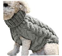 Veesper Small Dog Sweaters, Turtleneck Knitted Dog Sweaters for Small Dogs, Elastic Dog Christmas Sweater Winter Thick Warm Classic Small Dog Clothes for Chihuahua, Yorkie, Teacup, Dachshund Gray S
