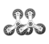 Veesper Stair Climbing Wheels, 2PCS Heavy-Duty Rotatable Stainless Steel Casters, Quiet Triangular Wheels for Shopping Bag, Trolley & Cart Replacement