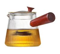 Veesper Teapot with Infusers for Loose Tea, 17Oz Borosilicate Glass Tea Infuser Teapot Clear Glass Pot Tea Kettle with Wooden Handle Induction Cooktop Safe Tea Brewer for Office, Home Style 1