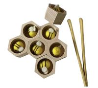 Veesper Toddler Matching Game Hand-Eye Coordination Hive Board Game with 7 Beehives & 7 Bees Educational Wood Hive for Teamwork and Social Skills Development..