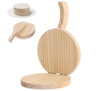 Veesper Tortilla Press 16.5 Inch Natural Wooden Round Corn Dough Press Tool with Handle for Homemade Tortillas, Roti, Chapati, Taco, Pataconera, Flatbreads