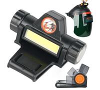 Veesper Welding Helmet Light Dual Lighting Rotatable Welding Light with Clamp, Lightweight Waterproof Magnetic USB Rechargeable Strong Head-Mounted Helmet Flashlight for Welders