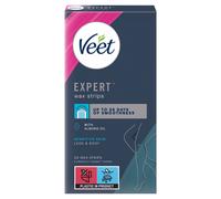 Veet Expert Cold Wax for Sensitive Skin, Hair Removal On Legs & Body, 20 Strips + 2 Finish Wipes, Effective for Men, Smooth Results