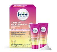 Veet 3 Minute Facial Hair Removal Cream for Women Depilatory Cream with Organic Aloe Vera 2 Piece Women's Facial Hair Remover Kit 1.7 Fl Oz Ha
