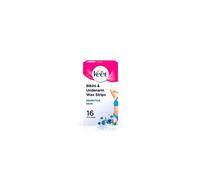 Veet Bikini and Underarm Cold Wax Strips for Sensitive Skin, 8 Double Sided Strips, Pack of 16
