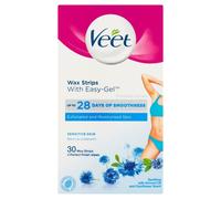 Veet Bikini & Underarm Hair Removal 30 Wax Strips Sensitive Skin Finish Wipes