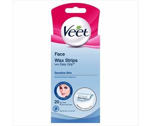 Veet EasyGrip Ready to Useand 4 Perfect Finish Wipes for Face 20 Wax Strips