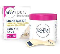 VEET ESSENTIAL OILS AND FLORAL VANILLA HOT WAX MICROWAVABLE JAR, WAXING KIT, 250