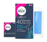 Veet Expert - 40 Wax Strips for Body & Legs - For Sensitive Skin - Perfect Workmanship - Long Lasting Hair Removal