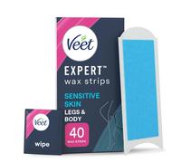 Veet Expert Cold Wax Strips, 40 Count + 4 Finish Wipes, Hair Removal Kit For Smo