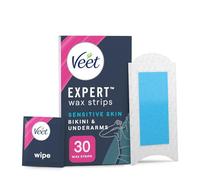 Veet Expert Bikini And Underarm Wax Strips, 30 Count With 3 Finish Wipes, Brazilian & Sensitive Hair Removal, Almond Oil, Dermatologically Tested, Nose Kit For Men