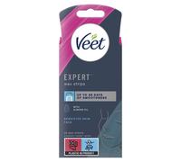 Veet Expert Waxing Strips for Sensitive Skin - 20 Cold Wax Strips & 4 Finish Wipes for Eyebrow, Facial Hair Removal - Hydrating, Exfoliating, Ideal for Face