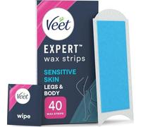 Veet Expert Cold Wax Strips – Gentle for Sensitive Skin – 40 Count + 4 Finish Wipes