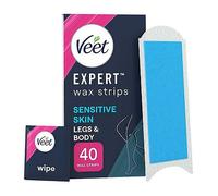 Veet Expert Wax Strips Legs Body Sensitive Hair Removal - 40s