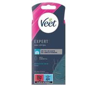Veet Expert Waxing Strips for Sensitive Skin - 20 Cold Wax Strips & 4 Finish Wipes for Eyebrow, Facial Hair Removal - Hydrating, E