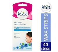 Veet Face Wax Strips With Easy-Gel For Sensitive Skin 40 Strips Finish Wipes
