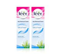 Veet Hair Removal Cream, Legs & Body, Sensitive Skin, 100ml each (pack of 2, 200ml)