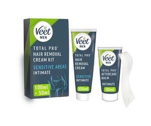 Veet Men Intimate Total Pro Hair Removal Kit 100ml Cream 50ml Aftercare Balm